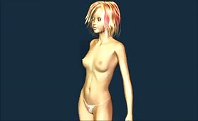 Sexy 3D Cartoon Babe With Short Dyed Hair Dancing Around in Just Her Panties