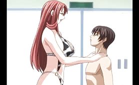 Ultra Busty Redhead Hentai Teacher Getting Fucked in the Pool by Her Student