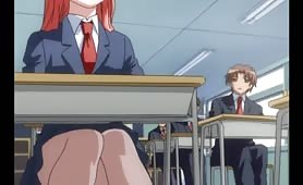 Foxy Redhead Hentai Shemale Schoolgirl Sneakily Plays With Her Hard Cock During Class